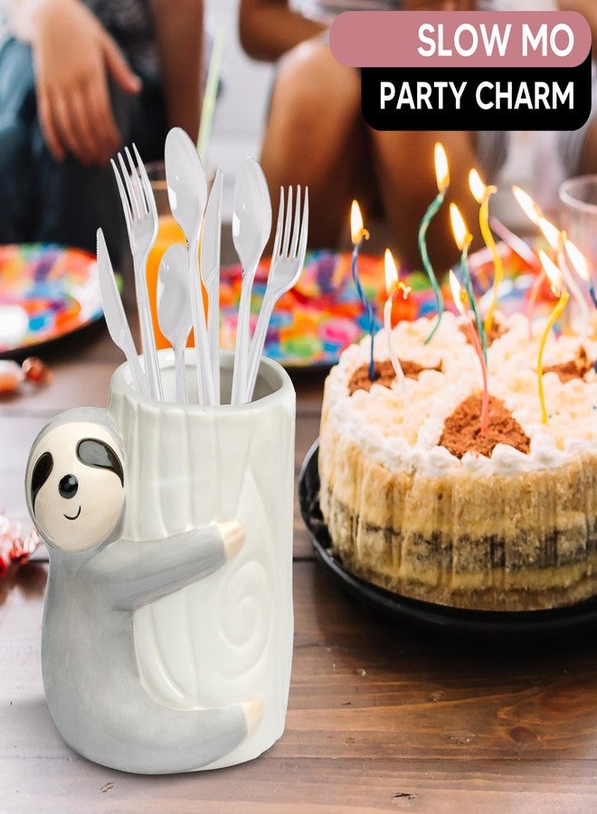 Sixdrop Sloth Utensil Holder - Kitchen Crock Storage Holder - Sloth Gifts For Women Holiday Decor - Glazed Ceramic Organizer - Sloth Birthday Party Supplies Accessories Decorations - Image 4